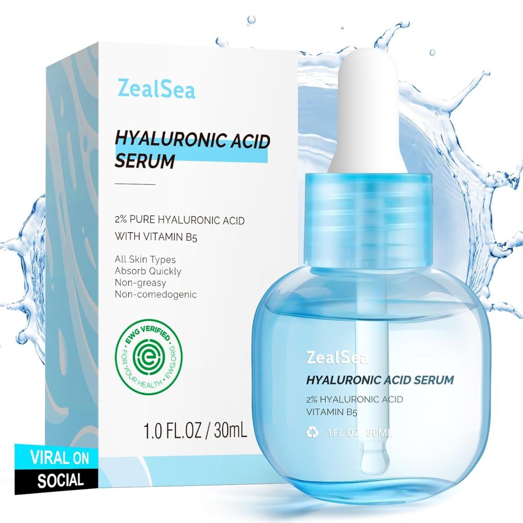 ZealSea Hyaluronic Acid Serum 1 fl. oz – hydrating, anti-aging face serum, vegan and EWG certified