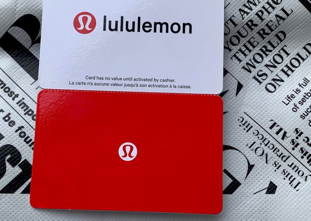 Lululemon gift card for athletic apparel and yoga wear