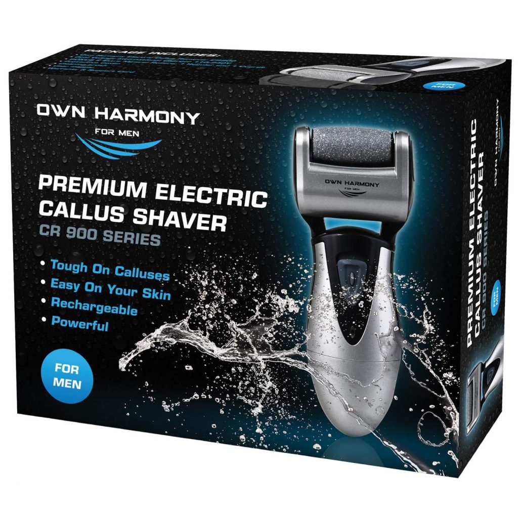 “Own Harmony CR900 rechargeable electric callus remover with ergonomic design and three roller heads.”